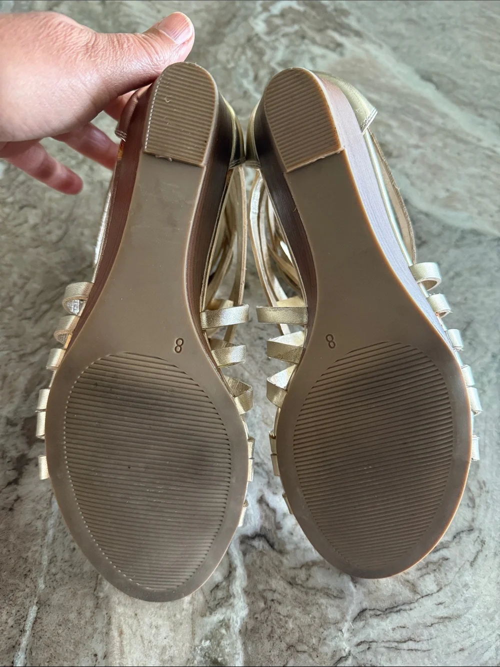 Strappy Metallic Gladiator wedge Sandals - Gold
